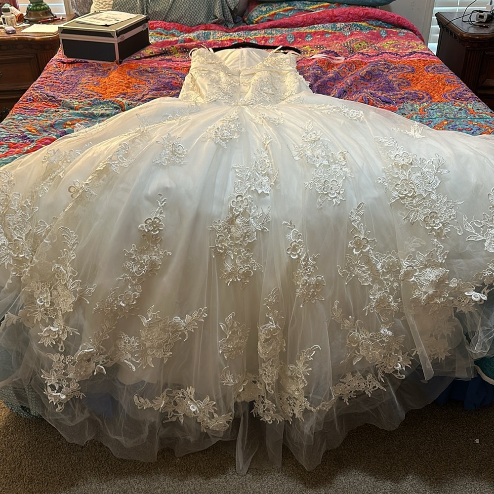 NEW mermaid wedding ivory with 3D appliqué - Picture 6 of 12